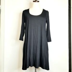 Lulus Womens A-Line Scoop Neck 3/4 Sleeve Pullover Above the Knee Black Dress, M